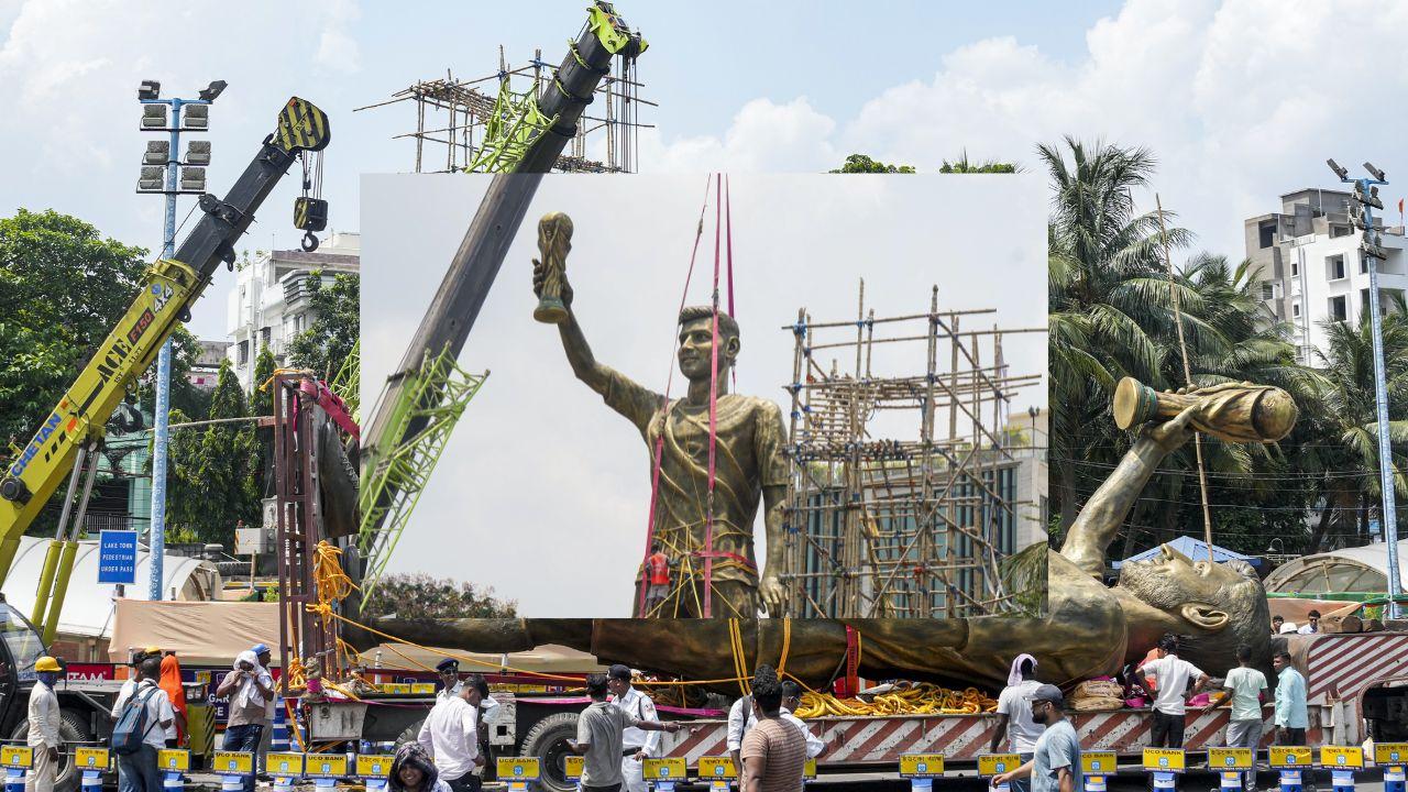 According to Public Works Department (PWD) officials, the statue was dismantled from its pedestal and loaded onto a truck using a hydraulic crane without any damage According to Public Works Department (PWD) officials, the statue was dismantled from its pedestal and loaded onto a truck using a hydraulic crane without any damage