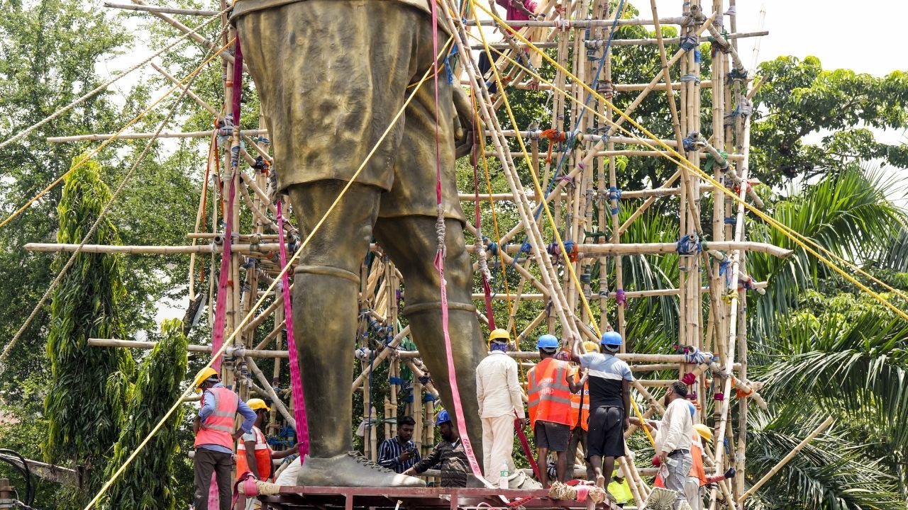 Concerns regarding the statue's stability were first raised a few days ago when locals alerted the Lake Town police station that it was swaying during storms Concerns regarding the statue's stability were first raised a few days ago when locals alerted the Lake Town police station that it was swaying during storms