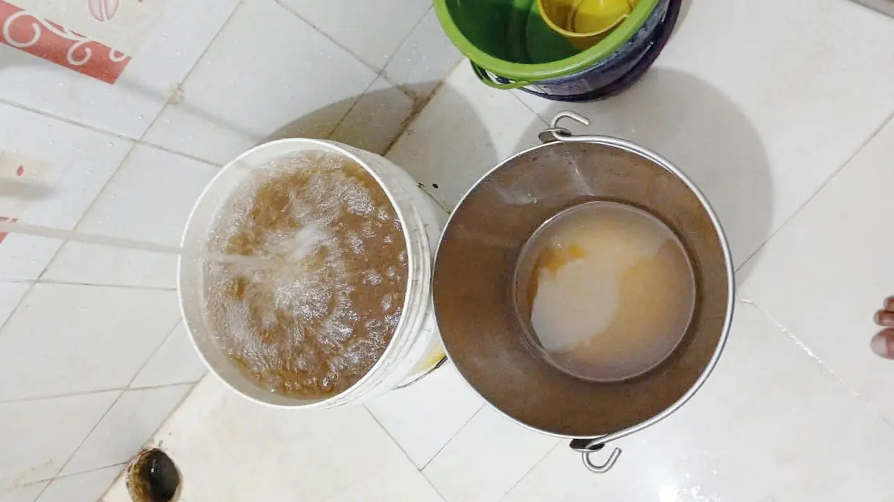 Water with an unusual colour and appearance