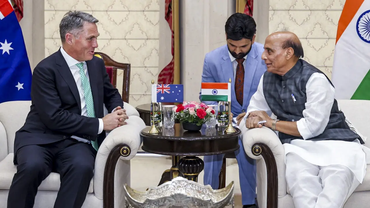 India, Australia stress maritime security amid West Asia crisis, deepen defence ties Defence Minister Rajnath Singh with Australian Deputy PM and Defence Minister Richard Marles, in New Delhi on Monday. PIC/PTI