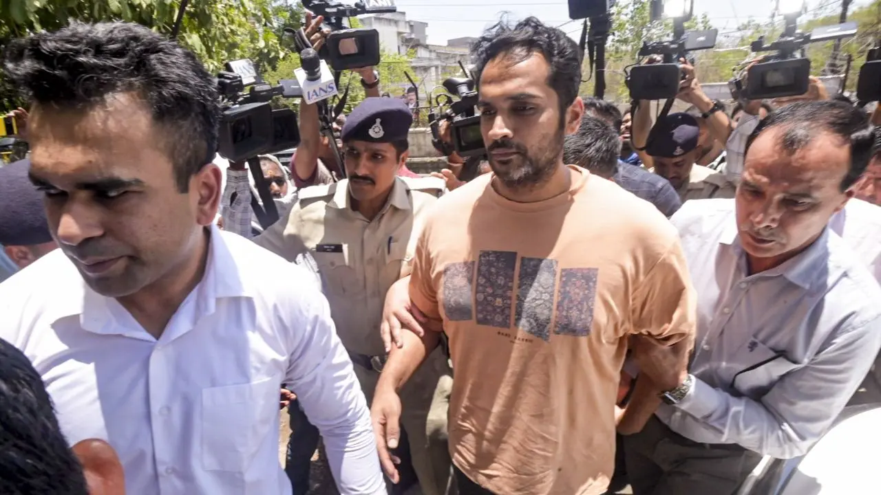 Twisha Sharma death case: Bhopal court sends husband, mother-in-law to 14-day judicial custody Twisha Sharma's husband, Samarth Singh, being produced before the Bhopal district court, on Tuesday. PIC/PTI