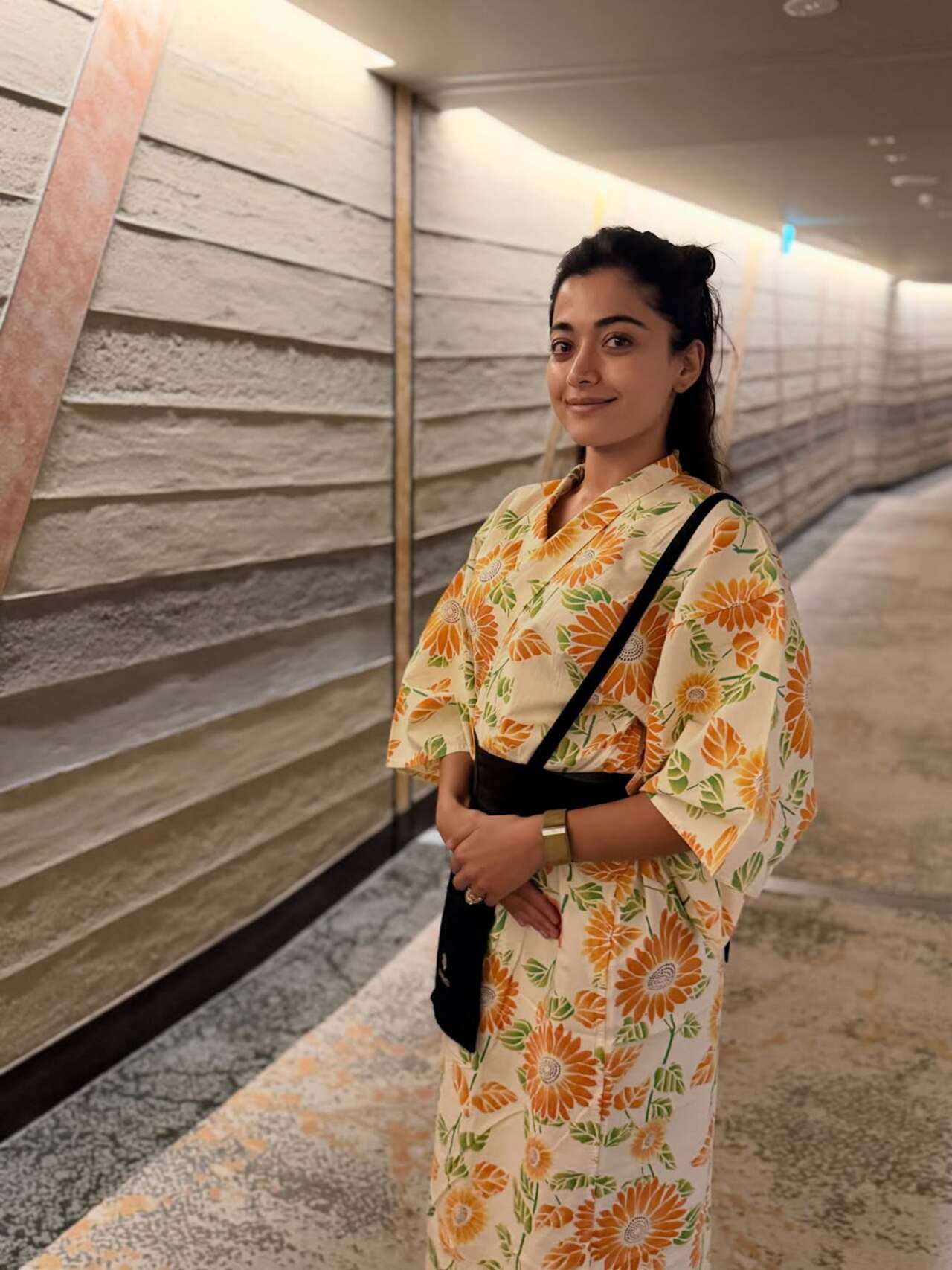 The photo dump begins with Rashmika posing in a floral &lsquo;yukata-inspired&rsquo; outfit while flashing her signature smile.