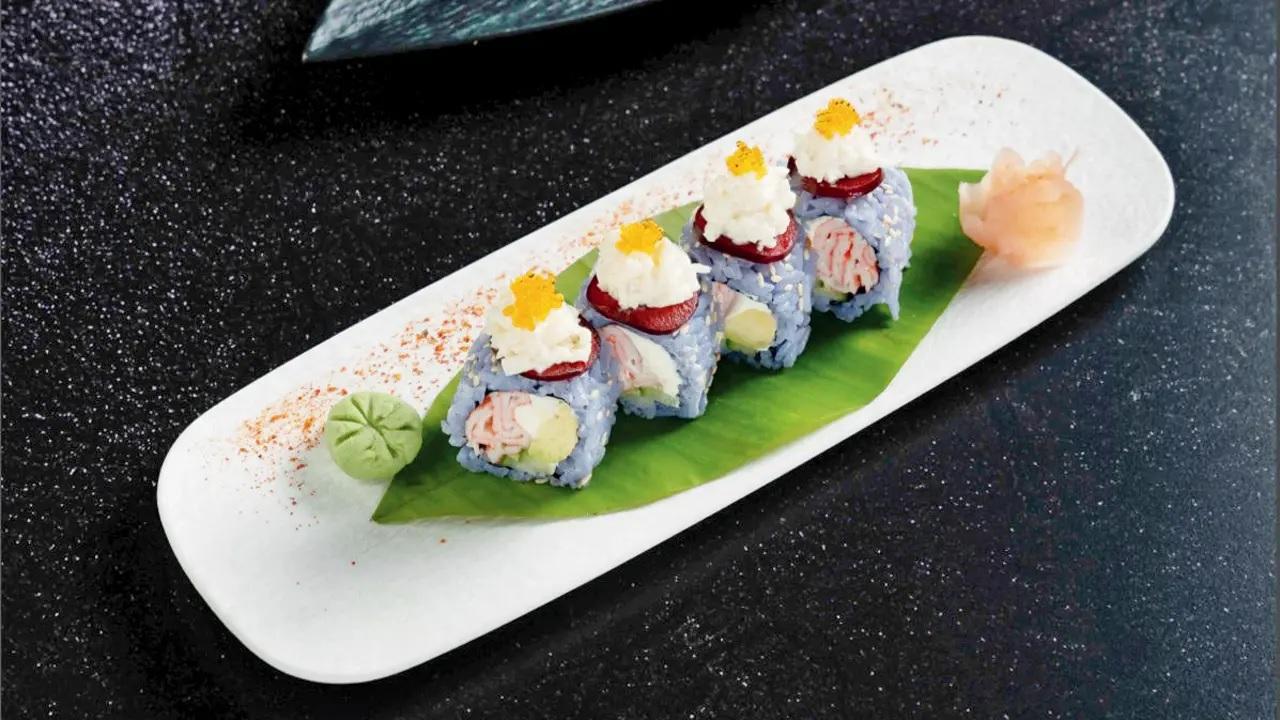 Sushi bluesDon&rsquo;t be surprised by the blue pea colour; this one is meant to stand out. Blue Pea Kani (below) gets its vivid blue shade from butterfly pea flower tea, while the filling stays familiar with kani, creamy avocado, cucumber, and spicy mayo for a fun, easy bite.
AT Mizuki, Le Meridien, MIDC Road, Turbhe.&nbsp;CALL 7304454133COST Rs 750