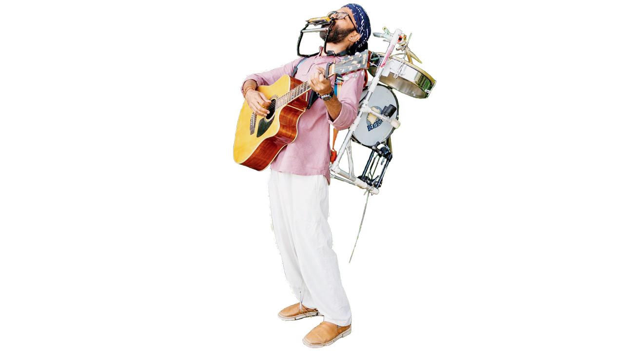 Swapnil Thakur with  his musical instruments