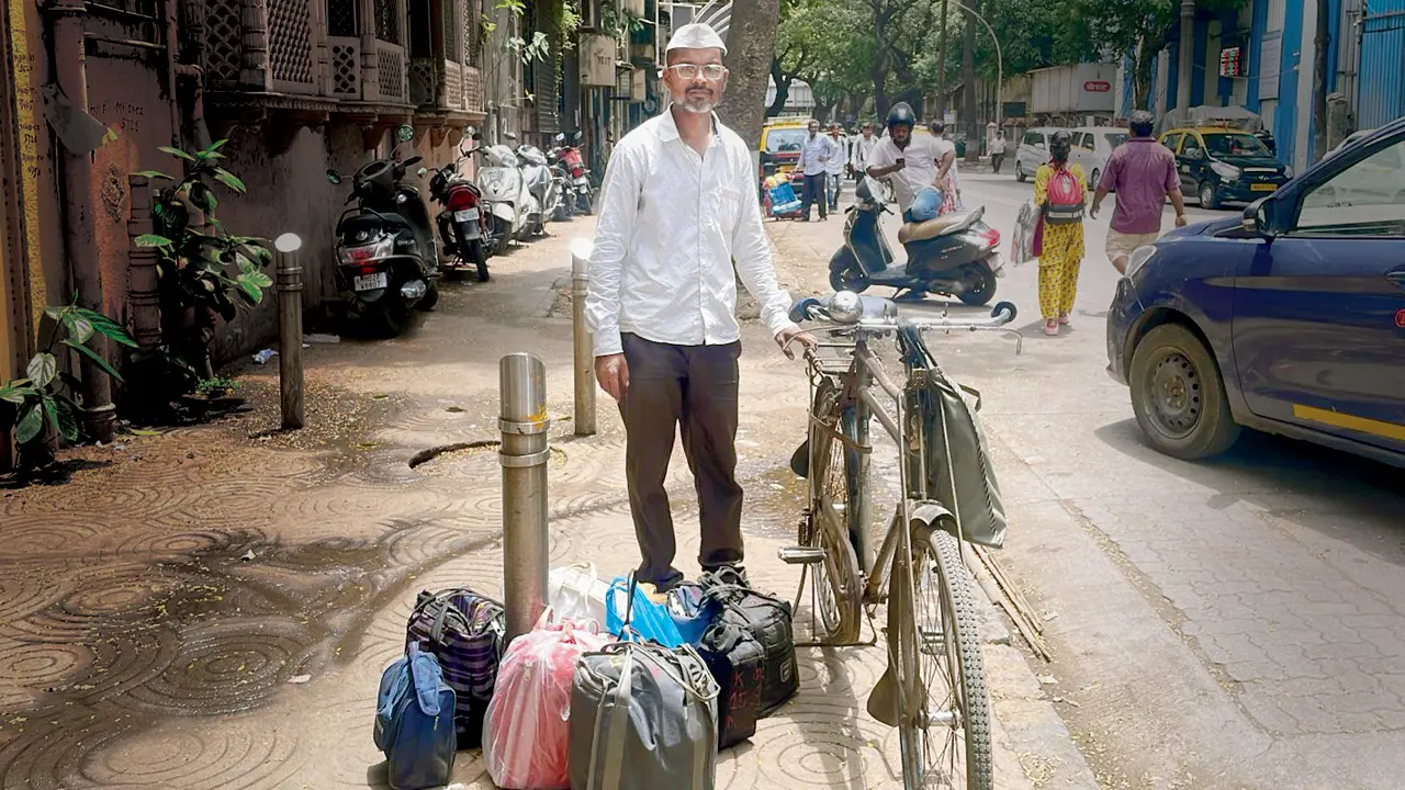 Dabbawala Tanaji Shinde, who is anxious about deliveries declining over the past few weeks due to the LPG crisis. Pic/Madhulika Ram Kavattur