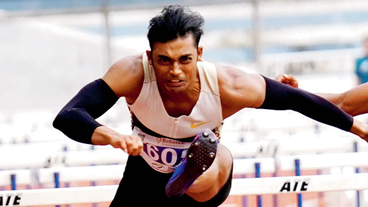 ‘I let my legs do the talking’: Tejas Shirse Tejas Shirse during the 110m hurdles at the Indian Athletics Series 9 event on Saturday