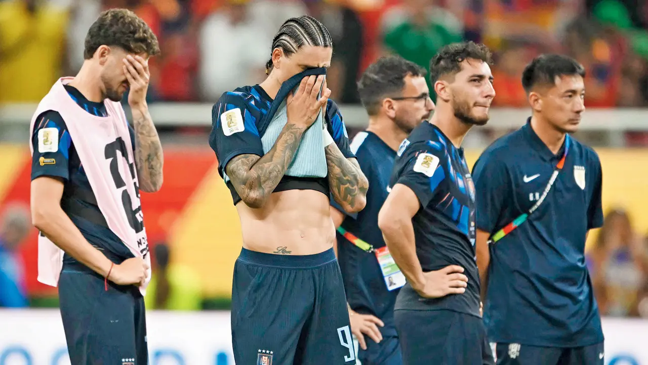 I’ve done nothing good for Uruguayan football: Marcelo Bielsa Dejected Uruguay players after their loss to Spain on Friday. Pic/AFP