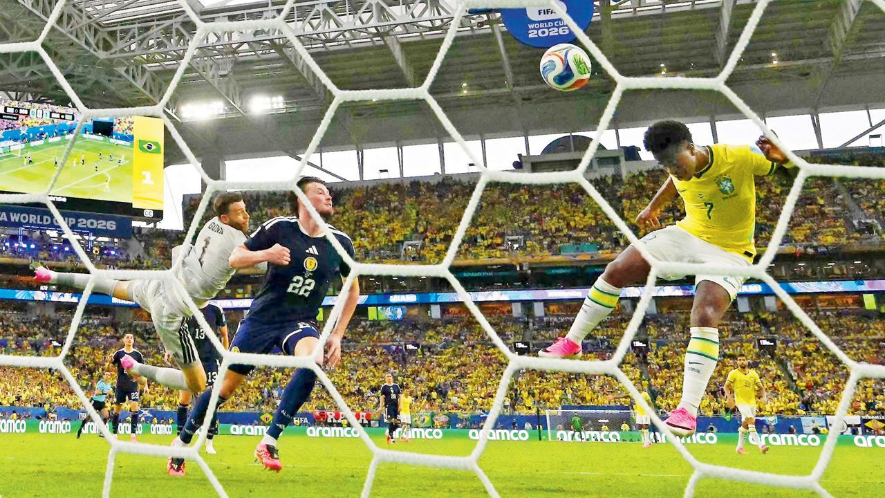 Vinicius Junior's stunning performance helps Brazil secure win against Scotland Brazil’s Vinicius Junior heads to score his team’s second goal against Scotland in Miami on Wednesday. PIC/AFP