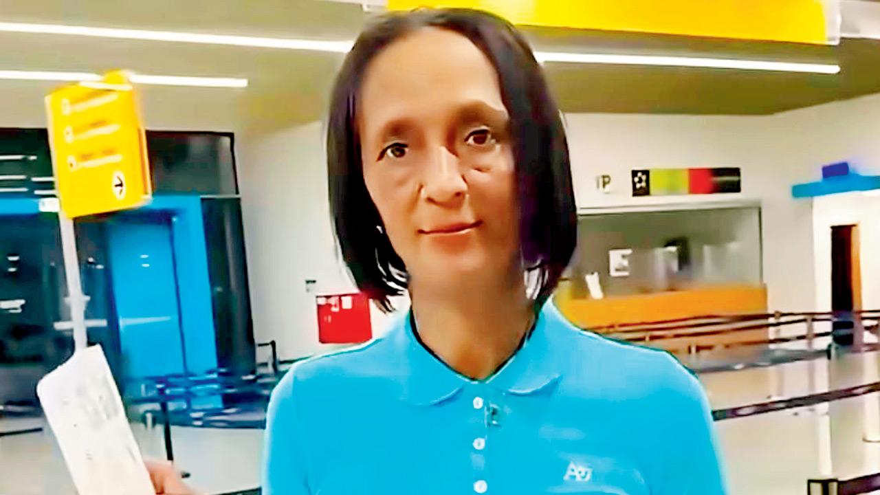 A screengrab of Vozinha’s mom Ana Candida Evora at the airport in Cape Verde