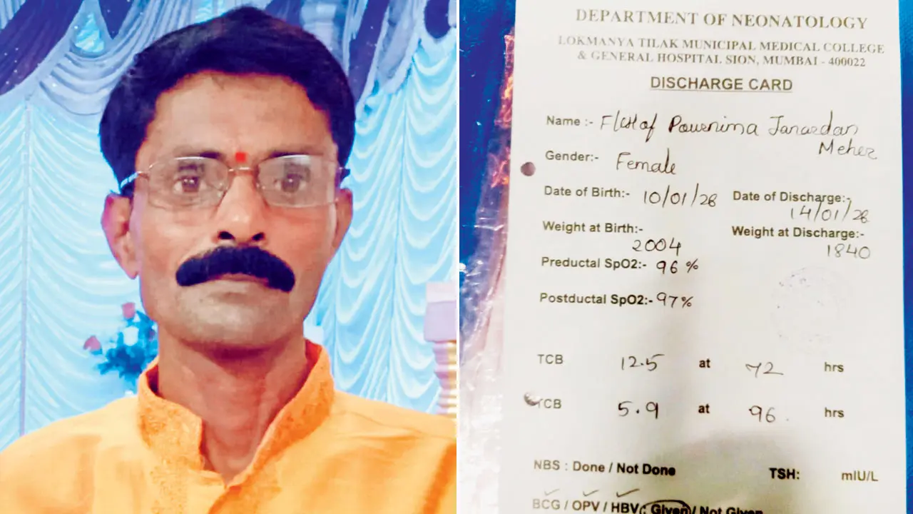 Birth card Sion Hospital issued to Janardan Meher. Pics/By Special Arrangement
