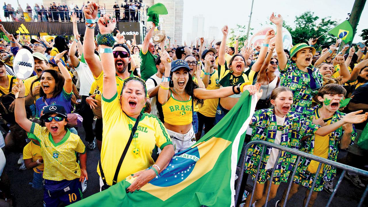 FIFA World Cup 2026: Brazil fans celebrate despite draw deal! Brazil supporters at the Fan Zone in Brooklyn, on Saturday. Pic/AFP