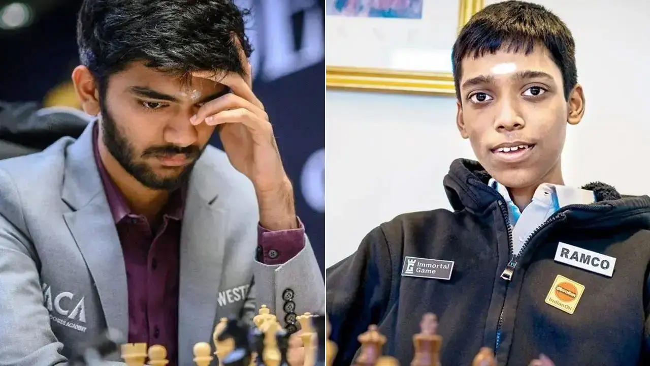 D Gukesh and R Praggnanandhaa. Pics/PTI