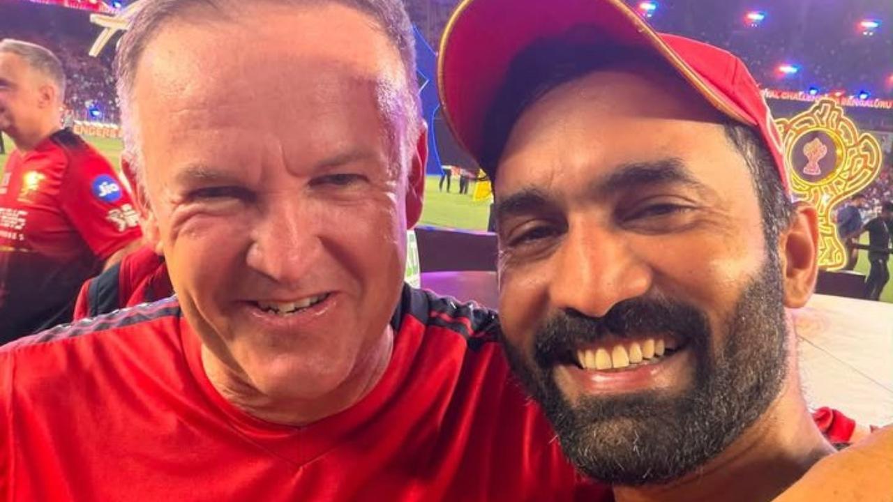 Throughout the campaign, RCB's batting coach and mentor Dinesh Karthik also played a crucial role. He has helped players to get clarity about their roles (Pic: X)