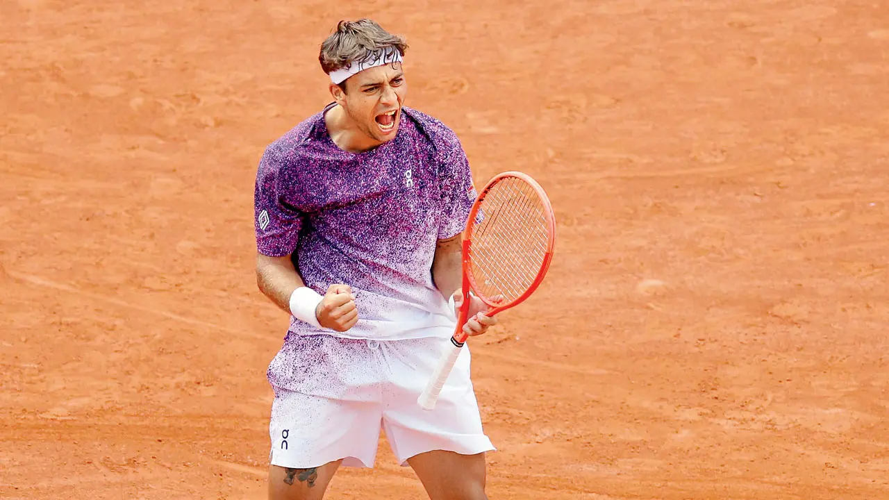 French Open | ‘Almost s**t in my pants’: Flavio Cobolli after securing win against Zachary Svajda Flavio Cobolli after winning a point against Zachary Svajda in Paris on Monday. Pics/AFP