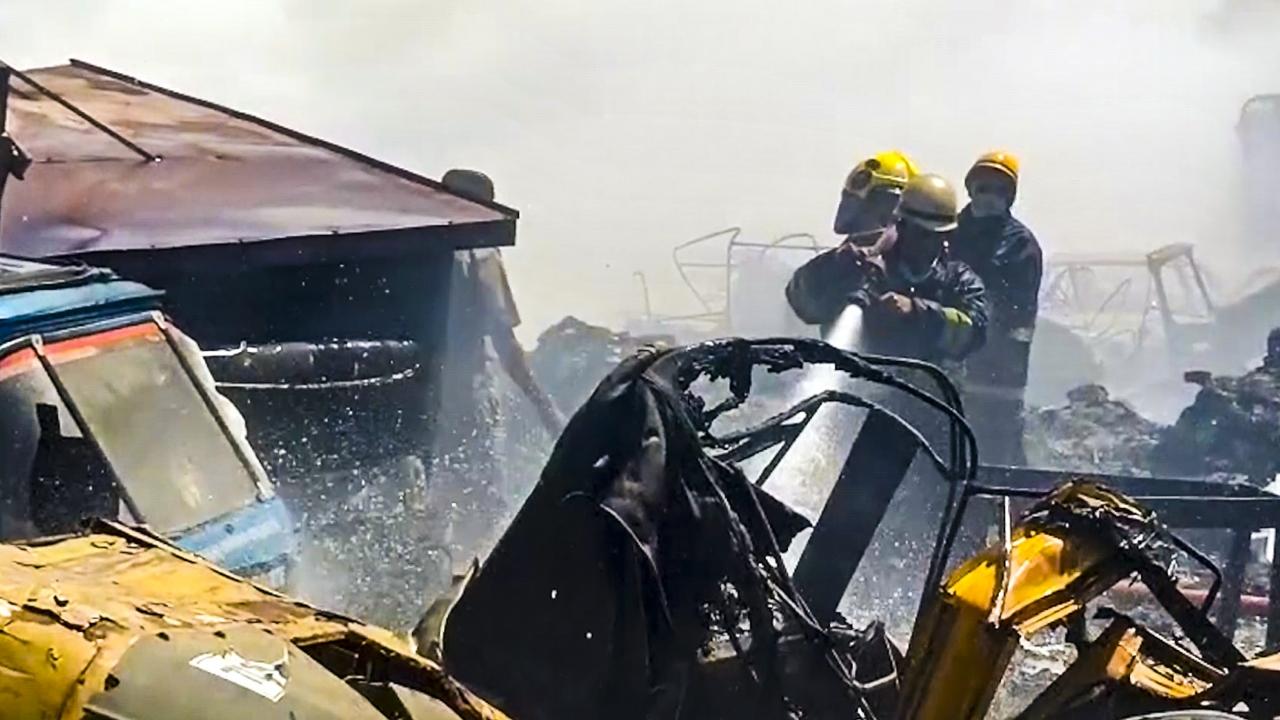 Eyewitnesses said towering flames and dense smoke could be seen from several kilometres away