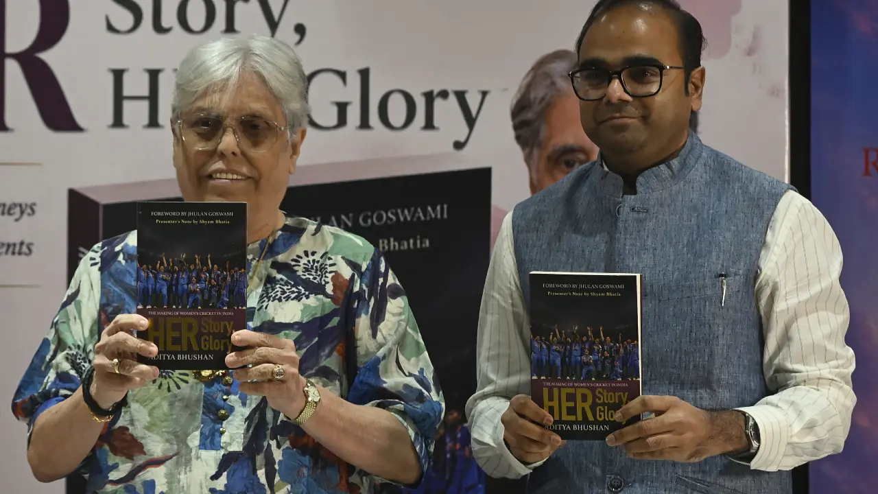 Former India women`s captain Diana Edulji and author Aditya Bhushan during the launch of his book Her Story, Her Glory at the Cricket Club of India on Thursday (Pic/Ashish Raje)   