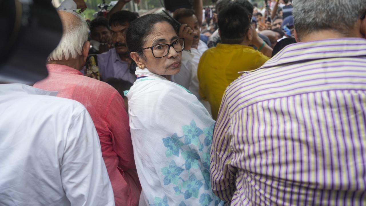 Banerjee said the protest would continue as scheduled until the evening. The protest was aimed at highlighting the alleged attack on TMC MP Abhishek Banerjee, claims of post-election violence against party members, and concerns over the eviction of hawkers Banerjee said the protest would continue as scheduled until the evening. The protest was aimed at highlighting the alleged attack on TMC MP Abhishek Banerjee, claims of post-election violence against party members, and concerns over the eviction of hawkers