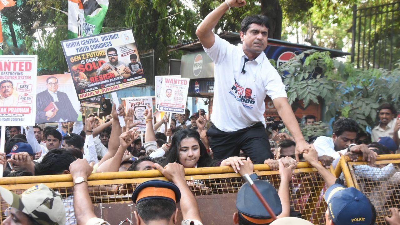 Addressing the gathering, Youth Congress president Uday Bhanu Chib launched a sharp attack on the Centre, alleging a breakdown of trust in the examination system due to repeated paper leak incidents Addressing the gathering, Youth Congress president Uday Bhanu Chib launched a sharp attack on the Centre, alleging a breakdown of trust in the examination system due to repeated paper leak incidents