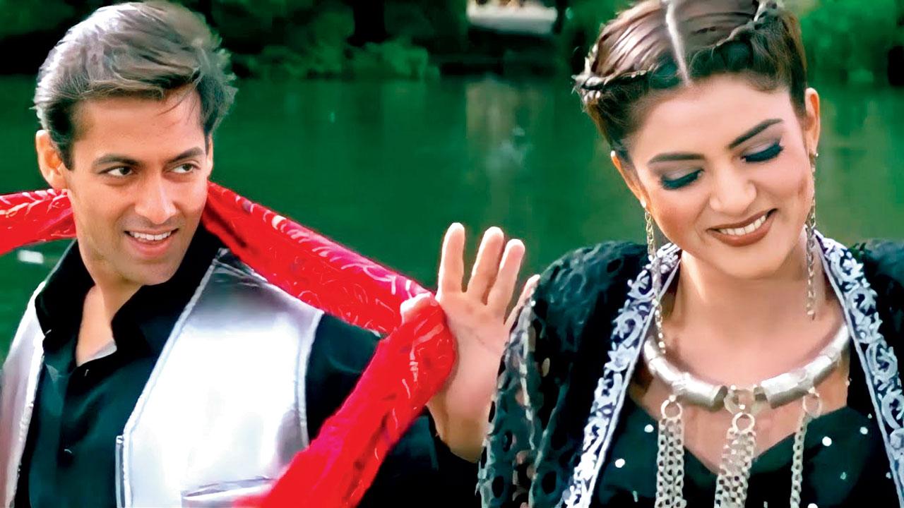 (L-R) Salman Khan and Sushmita Sen in the original. Pic/Youtube, Instagram