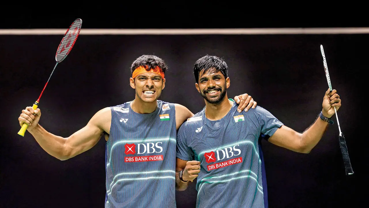 India’s Chirag Shetty (left) and Satwiksairaj Rankireddy at the Singapore Open recently. Pic/Badminton Photo