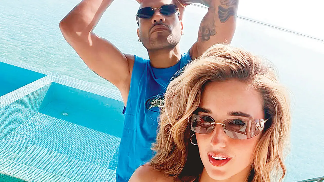 Shikhar Dhawan with wife Sophie. Pic/Dhawan’s Instagram