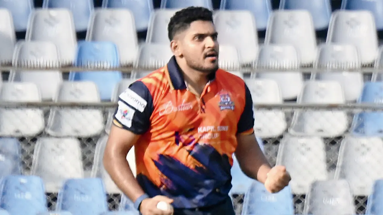 T20 Mumbai League: All-rounder Deshpande helps Maratha Royals beat Bandra Blasters Tushar Deshpande during his 2-12 at Wankhede on Saturday. Pic/Ashish Raje