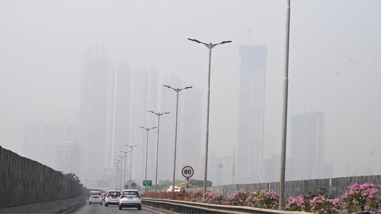 IN PHOTOS: Mumbai records AQI 111 as hazy skies blanket the city