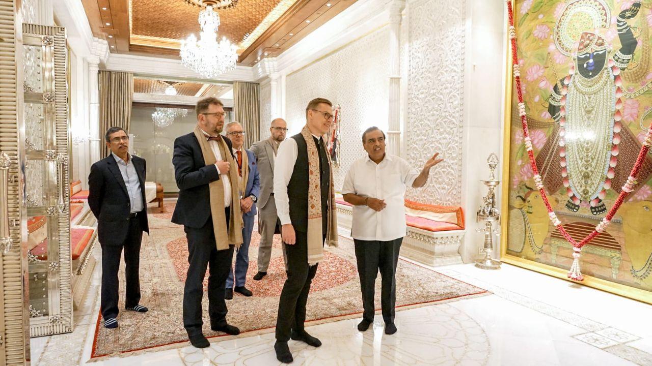 Ambani family hosts Finnish President Stubb at Mumbai residence. Pic/Reliance