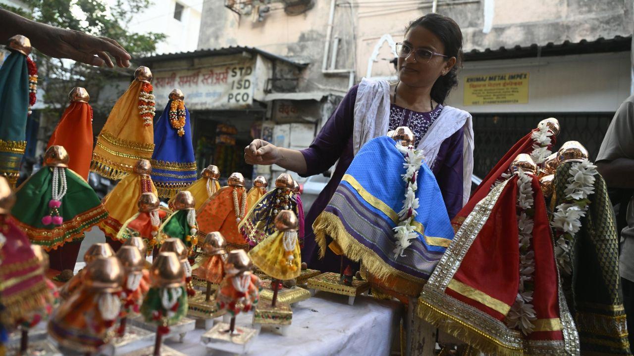 Rows of miniature Gudis line a street stall in Mugbhat Lane, capturing the festive spirit building up across Girgaon ahead of Gudi Padwa that will be celebrated on March 19
