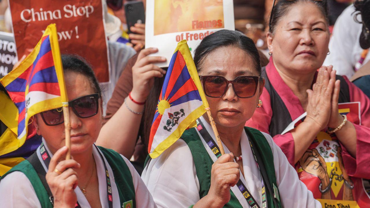Many Tibetan students and activists gathered near the embassy to voice their concerns over the situation in Tibet and to highlight their demand for independence from China