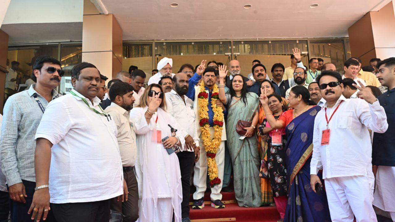 The ruling BJP has fielded four candidates, including Vinod Tawde and Ramdas Athawale, for the Rajya Sabha biennial polls from Maharashtra, with nominations being filed at Vidhan Bhavan
