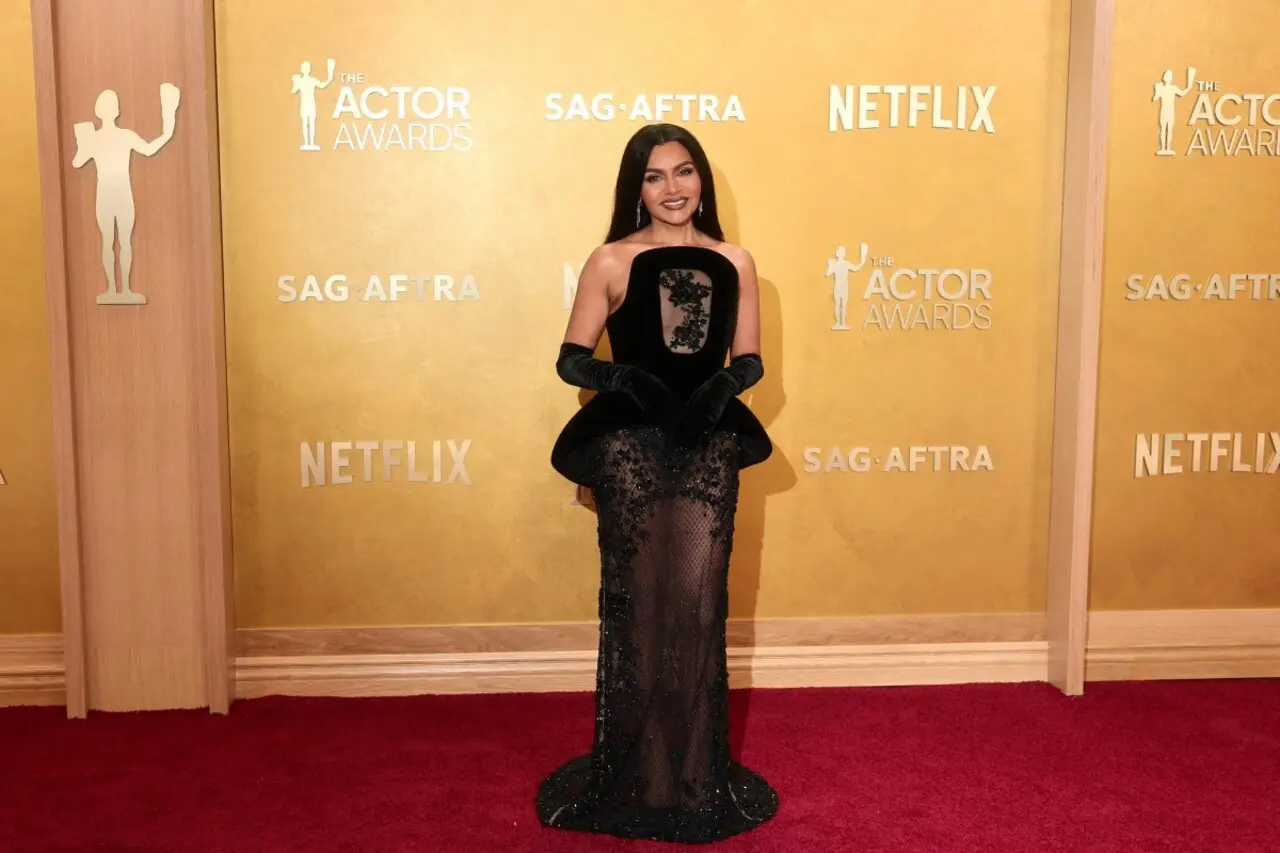Mindy Kaling made heads turn in a black glacier-embroidered sculptured gown, which features sheer detailing as well as delicate bead embroidery.