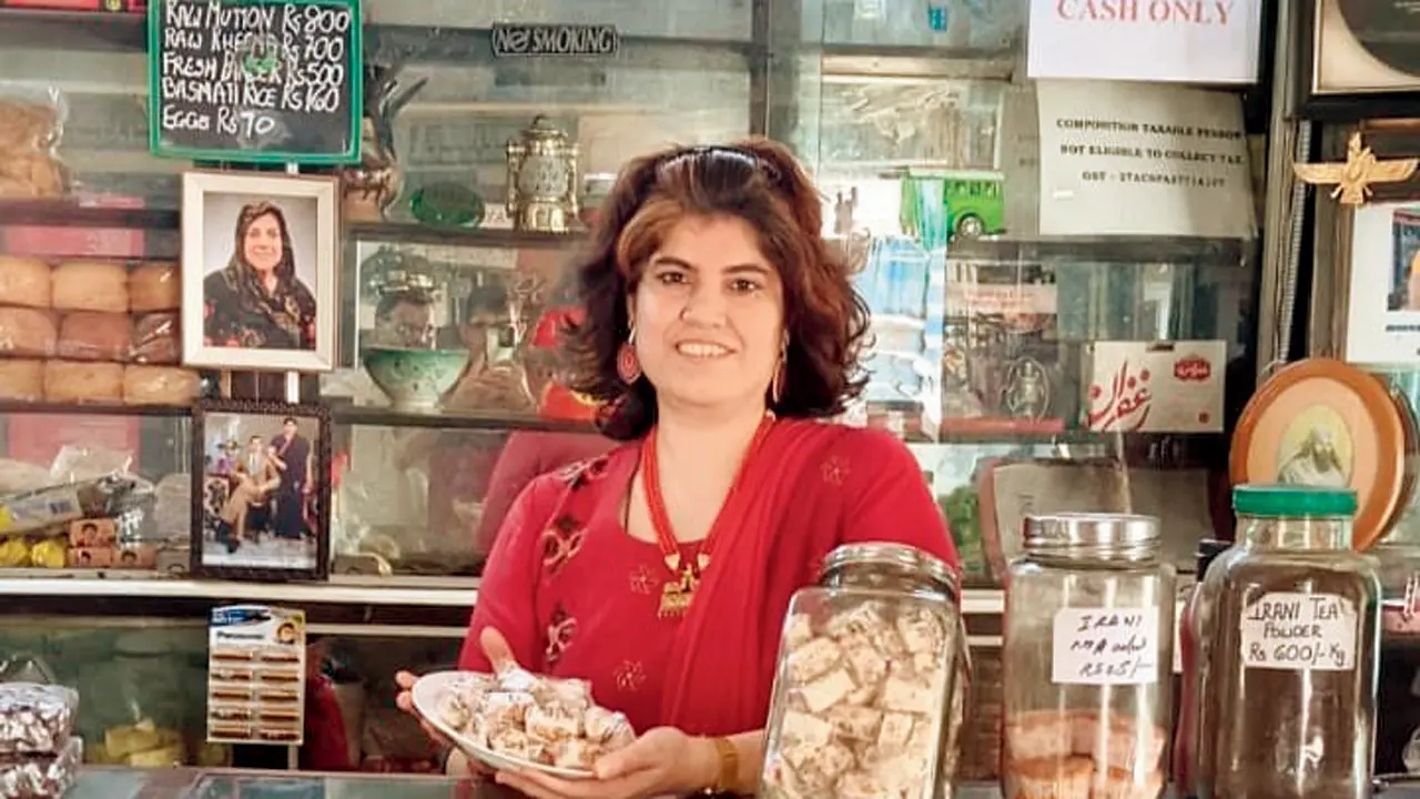 Bibi Fatehmeh with pieces of Gaz at Café Colony & Stores in Dadar