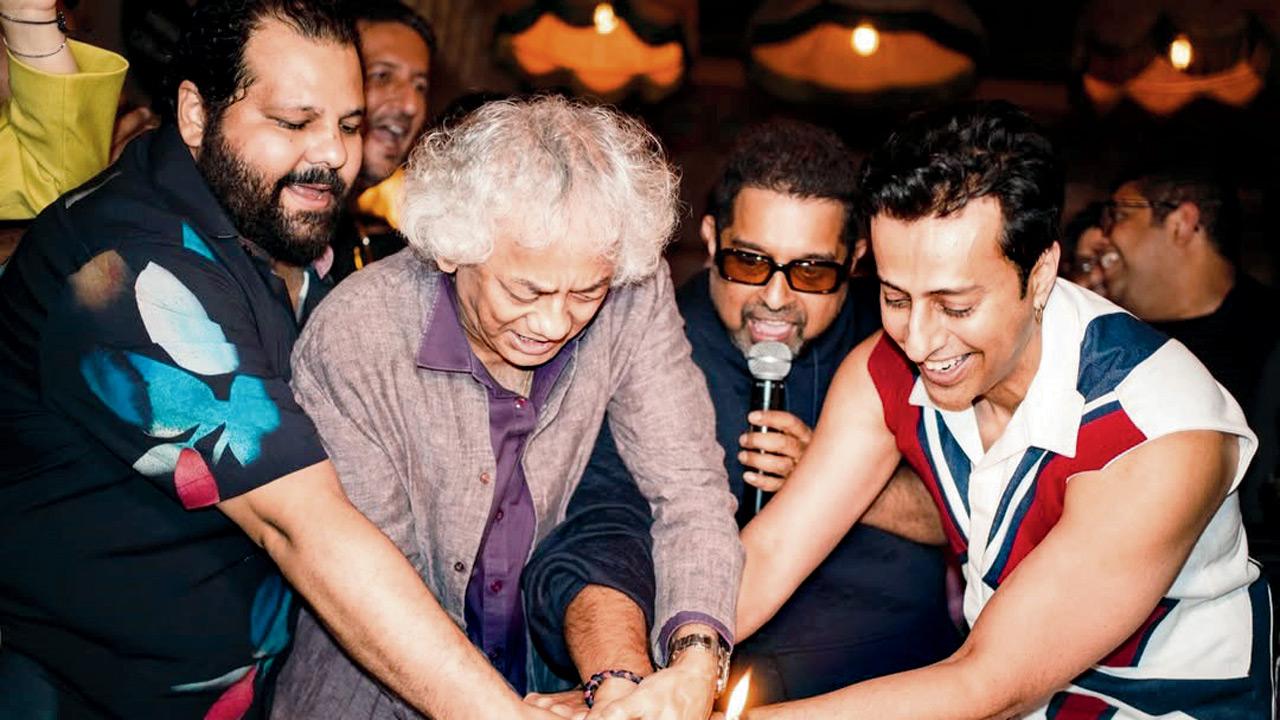 Gino Banks, Sulaiman Merchant (back row), Taufiq Qureshi, Shankar Mahadevan and Salim Merchant