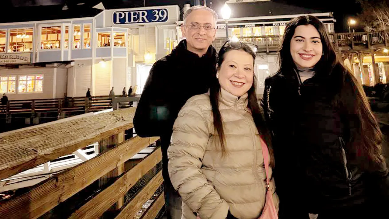 (From left) Siddartha Mukerjee with his wife, Aysha, and daughter, Anika. Pics/By Special Arrangement