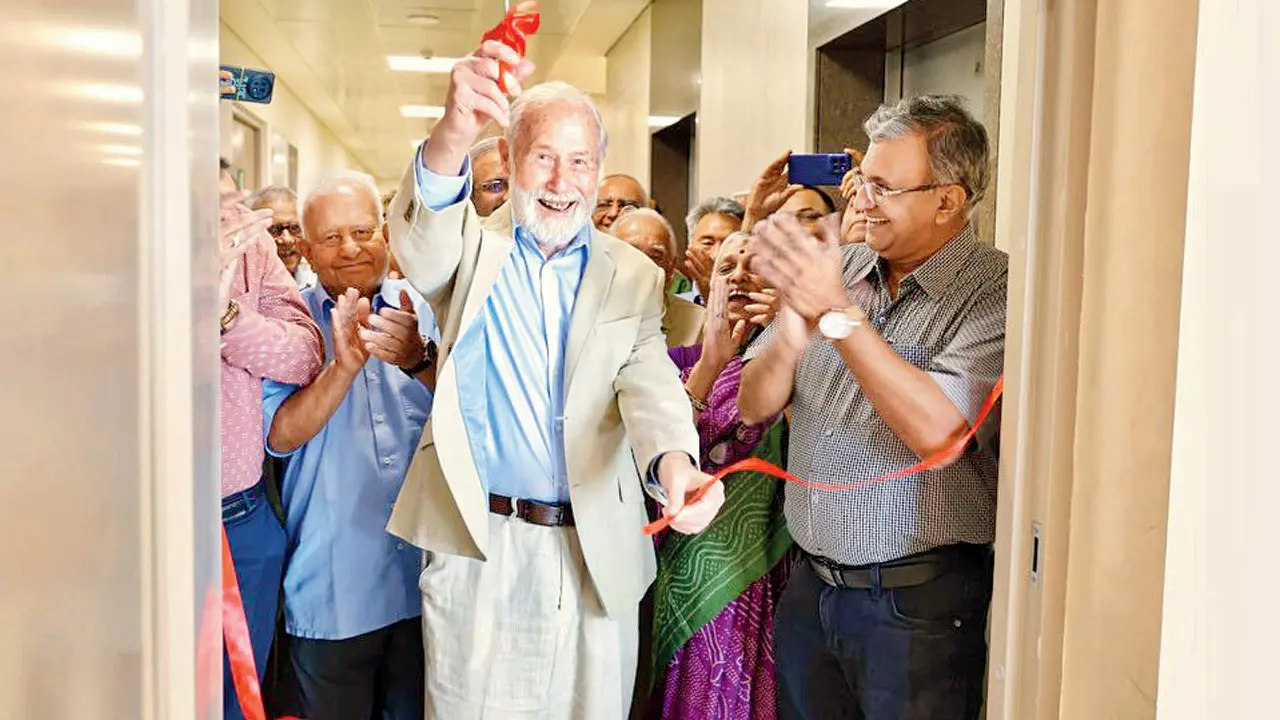 Sir Chris Bonington (in white) inaugurates the new Himalayan Club space