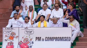 In photos: Congress MPs protest over LPG shortage in Parliament