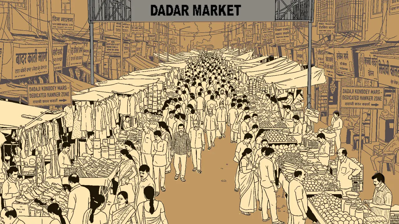 Licensed hawkers won’t be moved from the Dadar Market, but they will be relocated to a single road in a cluster. ILLUSTRATIONS/UDAY MOHITE