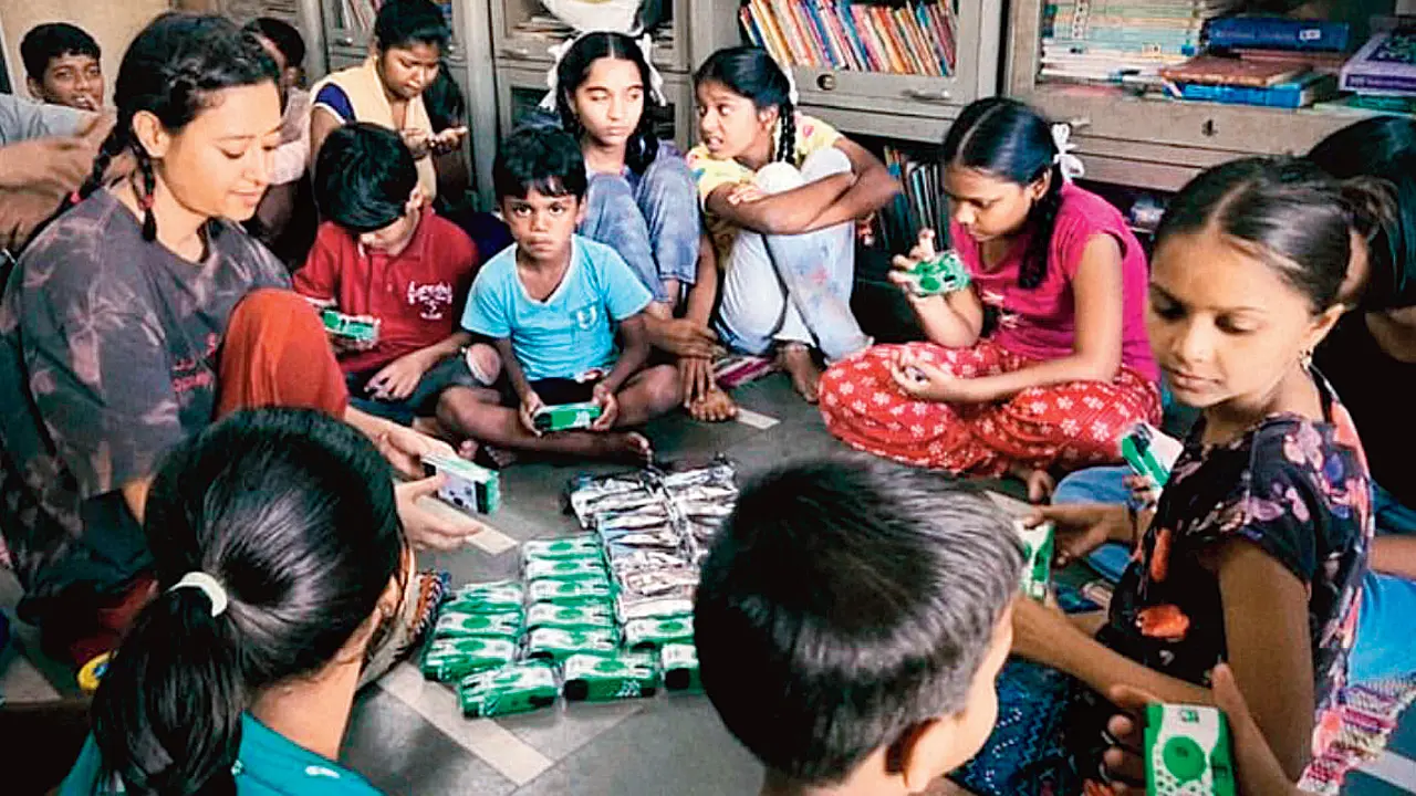 Children partake in art and craft activities in the art space