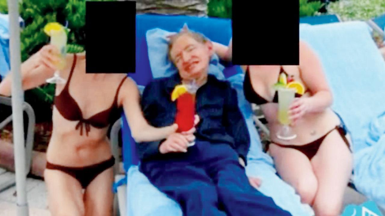 Stephen Hawking at Epstein Island. Pic/PTI 