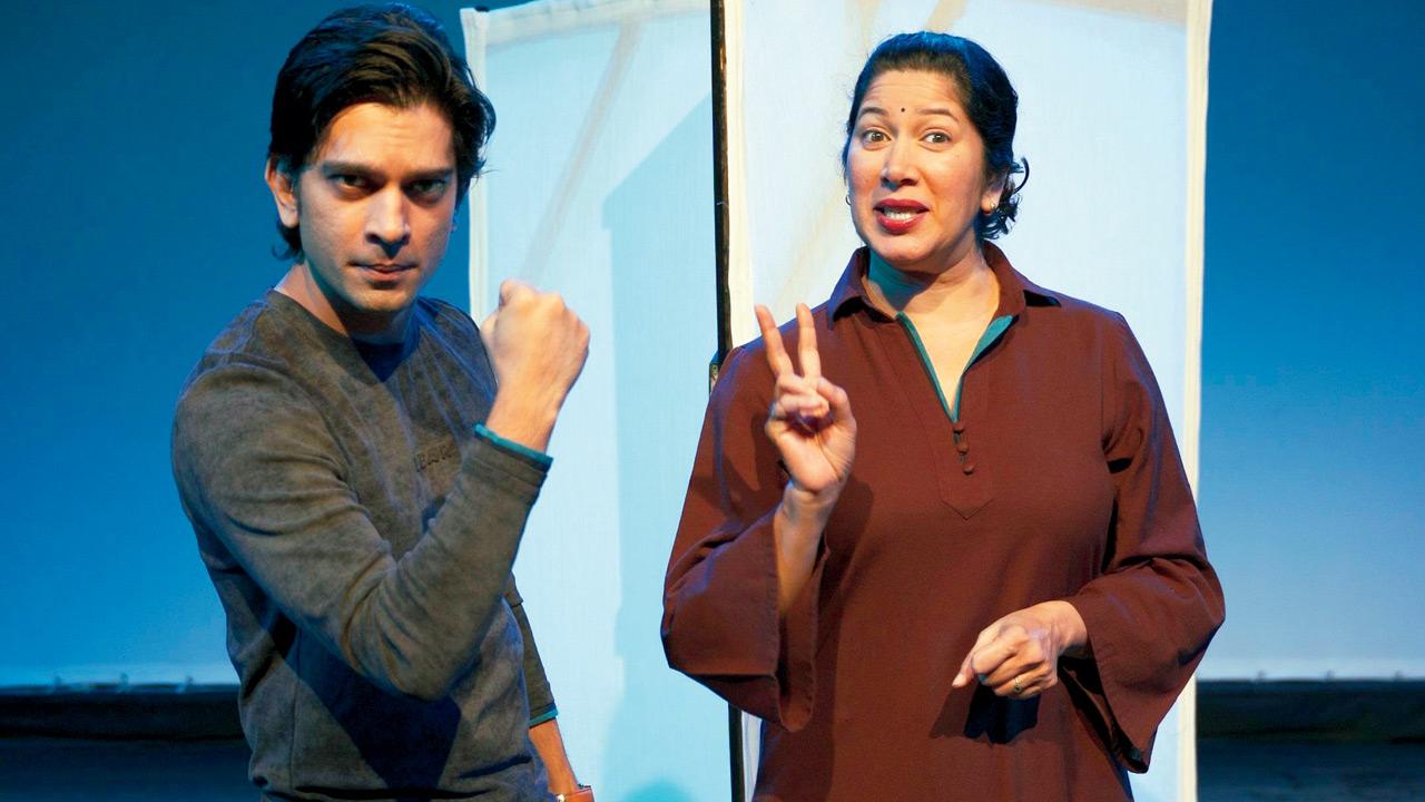 Actors Sahir Mehta (left) and Shivani Tanksale during a previous performance. pic courtesy/tafreehwale