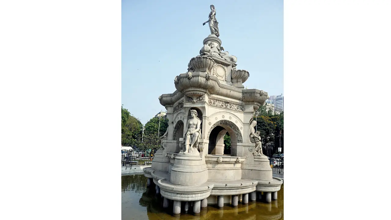 Mumbai’s 162-year-old Flora Fountain falls silent as algae fills basin