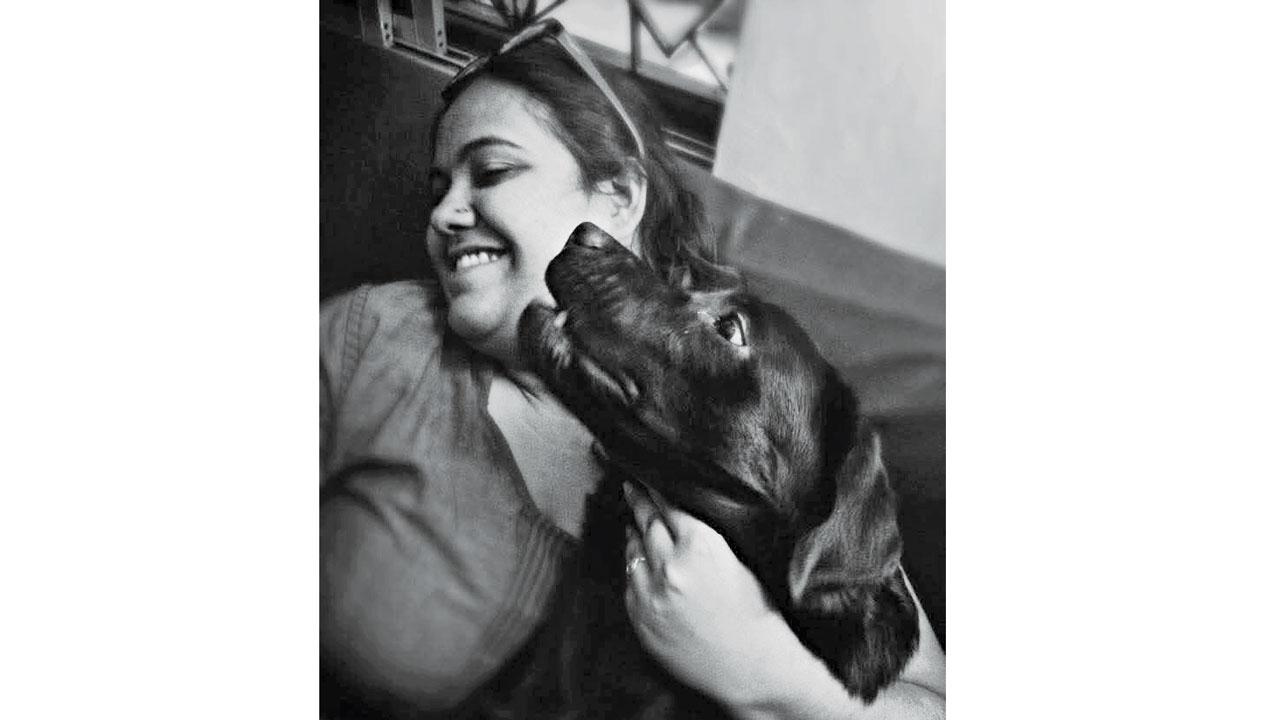 Arijita Mukhopadhyay with her beloved dog, Hingting