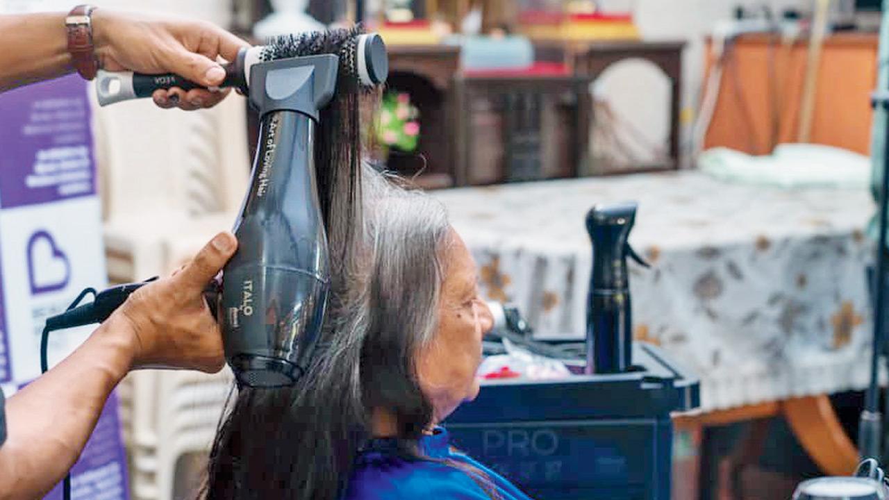 A woman gets a makeover during a previous initiative for senior citizens. PICS COURTESY/Beautiful Hearts Family on FACEBOOK