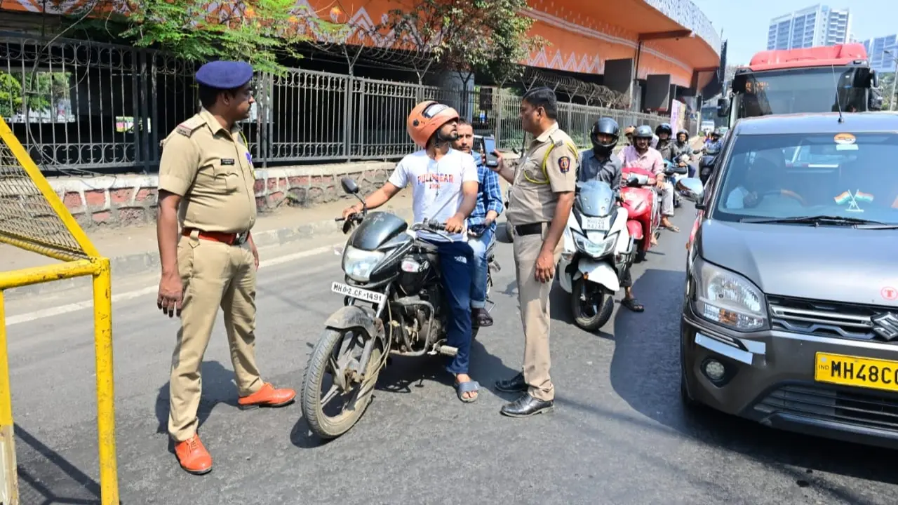 Security heightened in Bandra as Mumbai Police conduct checks to prevent drunk driving during Holi.
