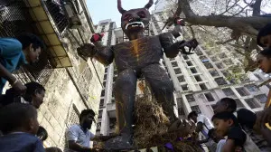IN PHOTOS: Worli artisans craft massive 'devil of terrorism' effigy in BDD Chawl