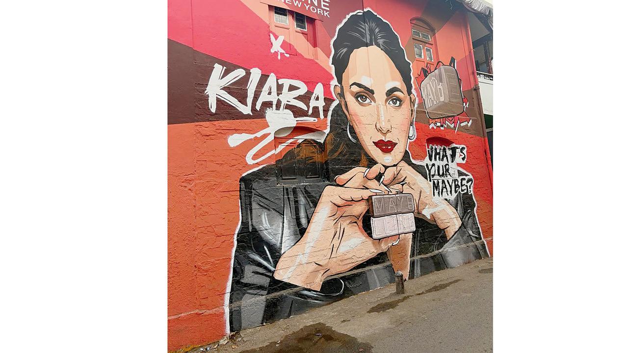 The new mural of Kiara Advani on Chapel Road.  pic courtesy/@deb_on_insta
