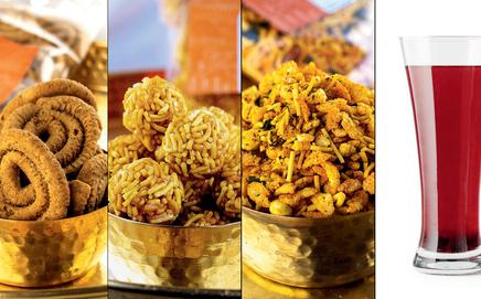 Kadboli, Sev Ladoos, Malvani Chiwda, and Kokum Crush