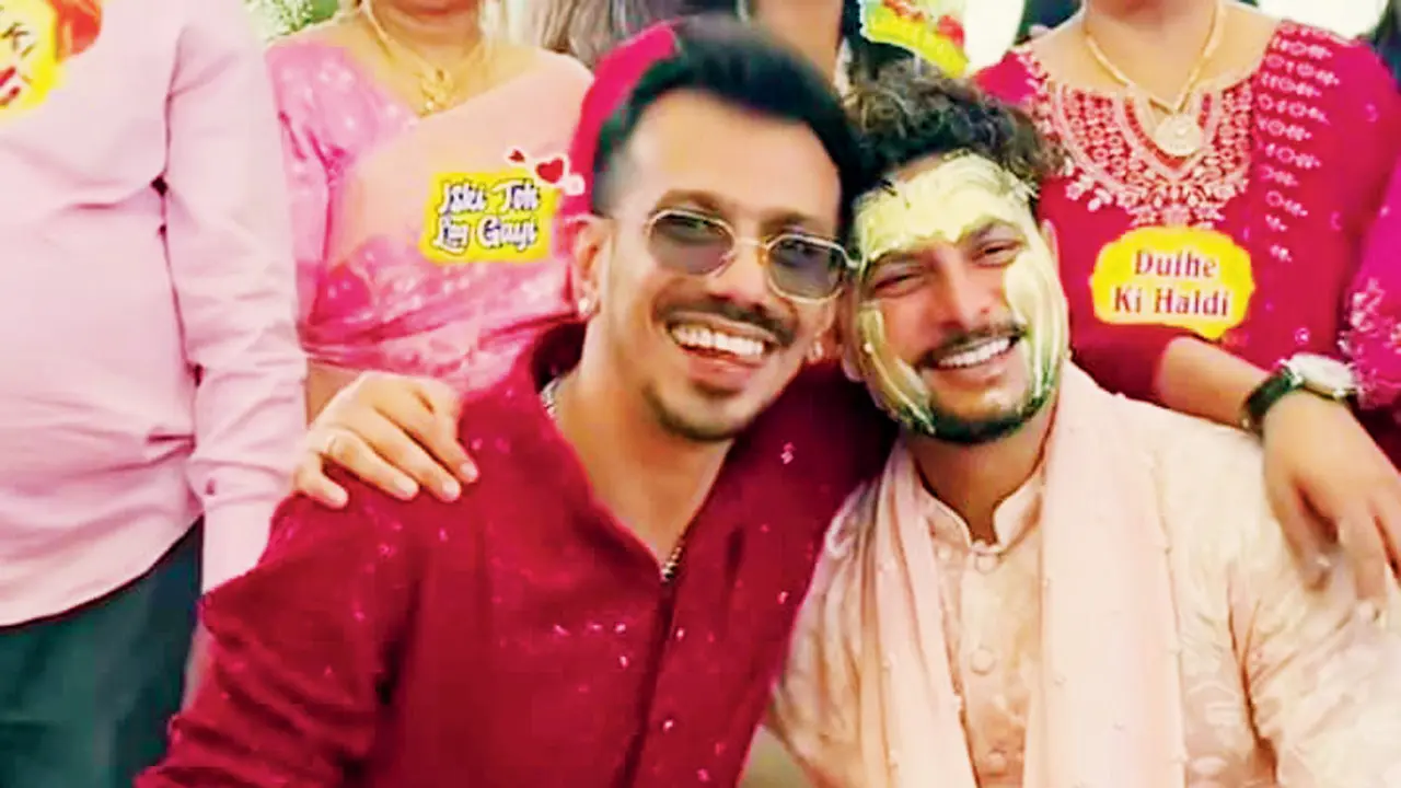 Kuldeep Yadav, Yuzvendra Chahal reunite at Haldi ceremony