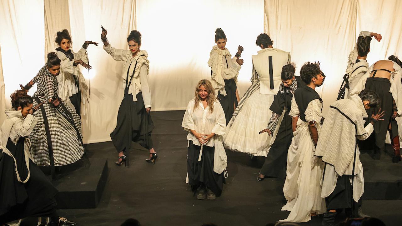 ‘Echoes in Monochrome’Through bold silhouettes and intricate detailing, Chola's collection brought together a design narrative that was both visually striking and intellectually engaging